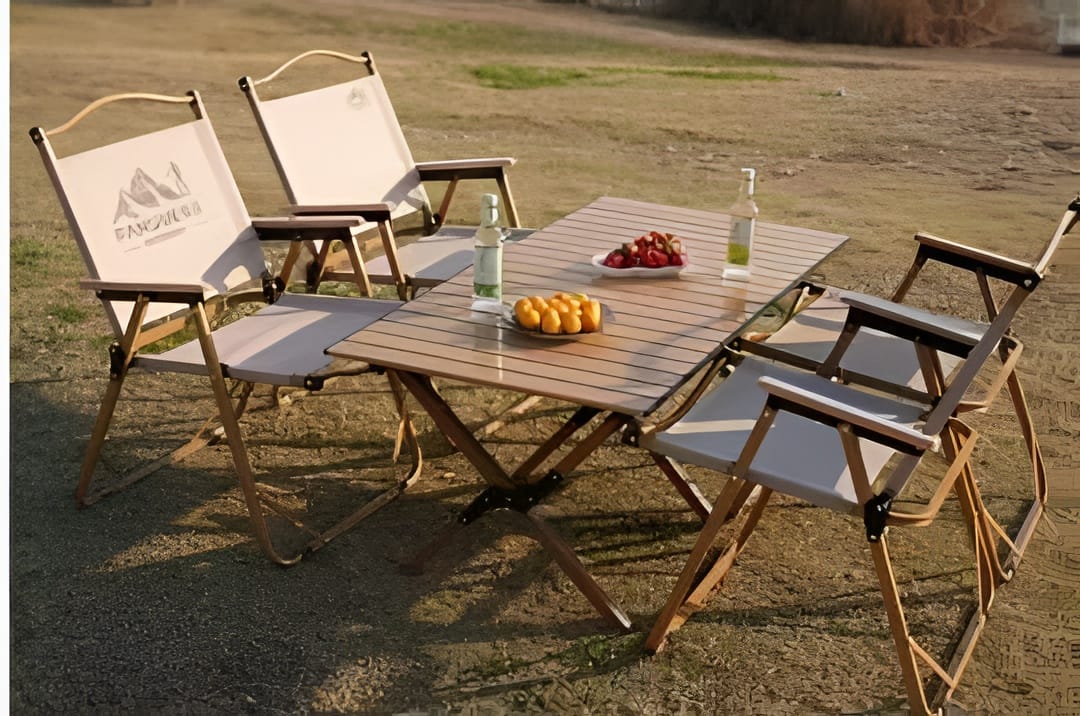 salon de jardin pliable camping en bois – ensemble table & 4 chaises salon de jardin pliable camping en bois – ensemble table & 4 chaises